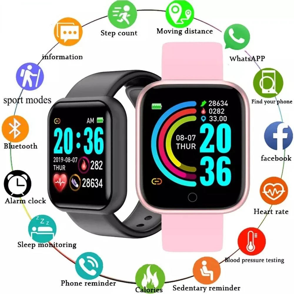 141 New Smart Watch Y68 D20 D28 with Fitness Monitor Men Women Smartwatch Blood Pressure Monitor for xiaomi