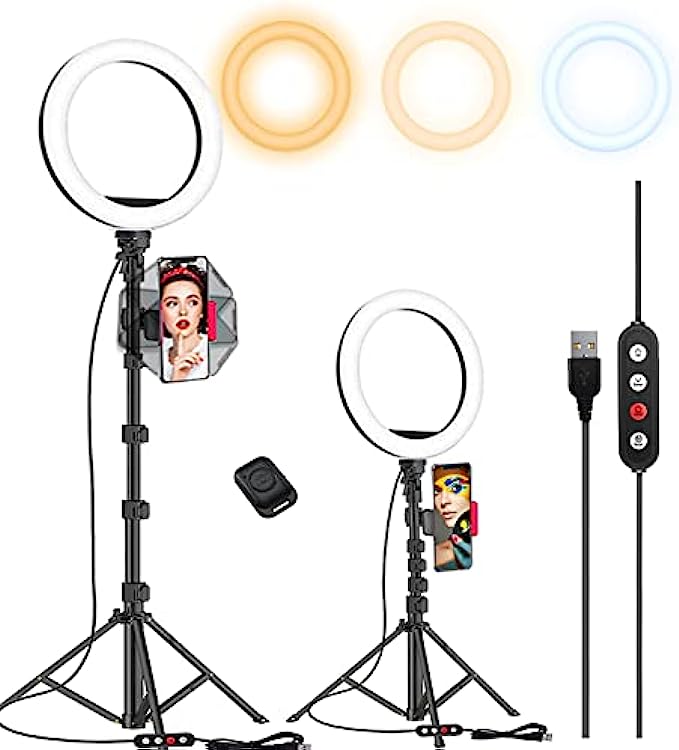 Kaiess 10.2&quot; Selfie Ring Light with 65&quot; Adjustable Tripod Stand &amp; Phone Holder for Live Stream/Makeup, Upgraded Dimmable LED Ringlight for Tiktok/YouTube/Zoom Meeting/Photography